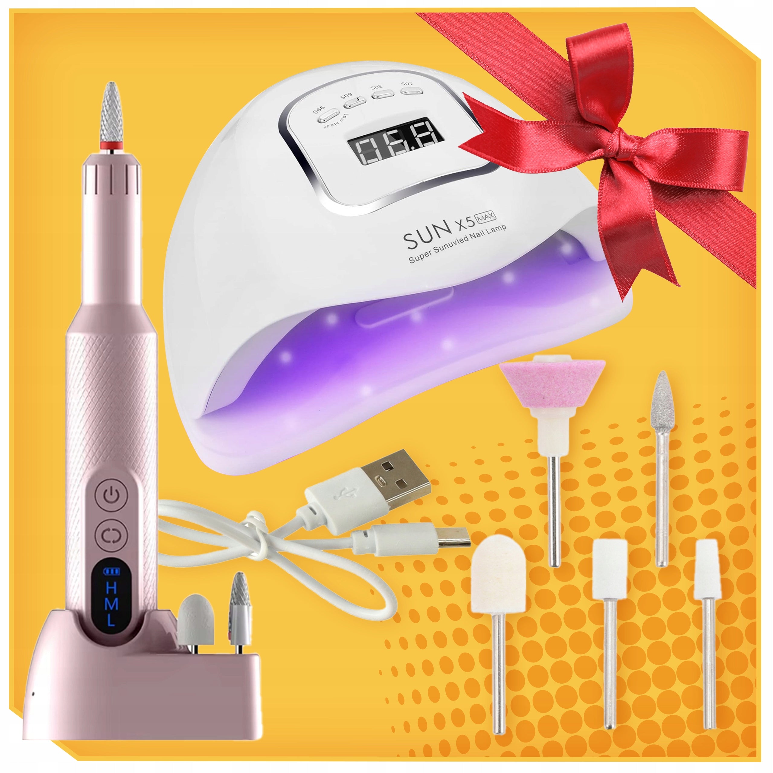 Hybrid Nail Set FOR GIFT UV LAMP 80W + PROFESSIONAL MILLING MACHINE Medical device no