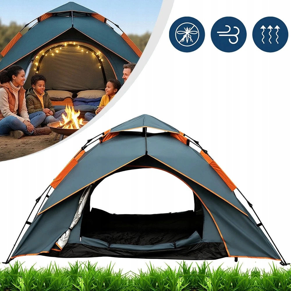 Hydraulic Tent Automatic 210d Polyester Green With 2 Entrances
