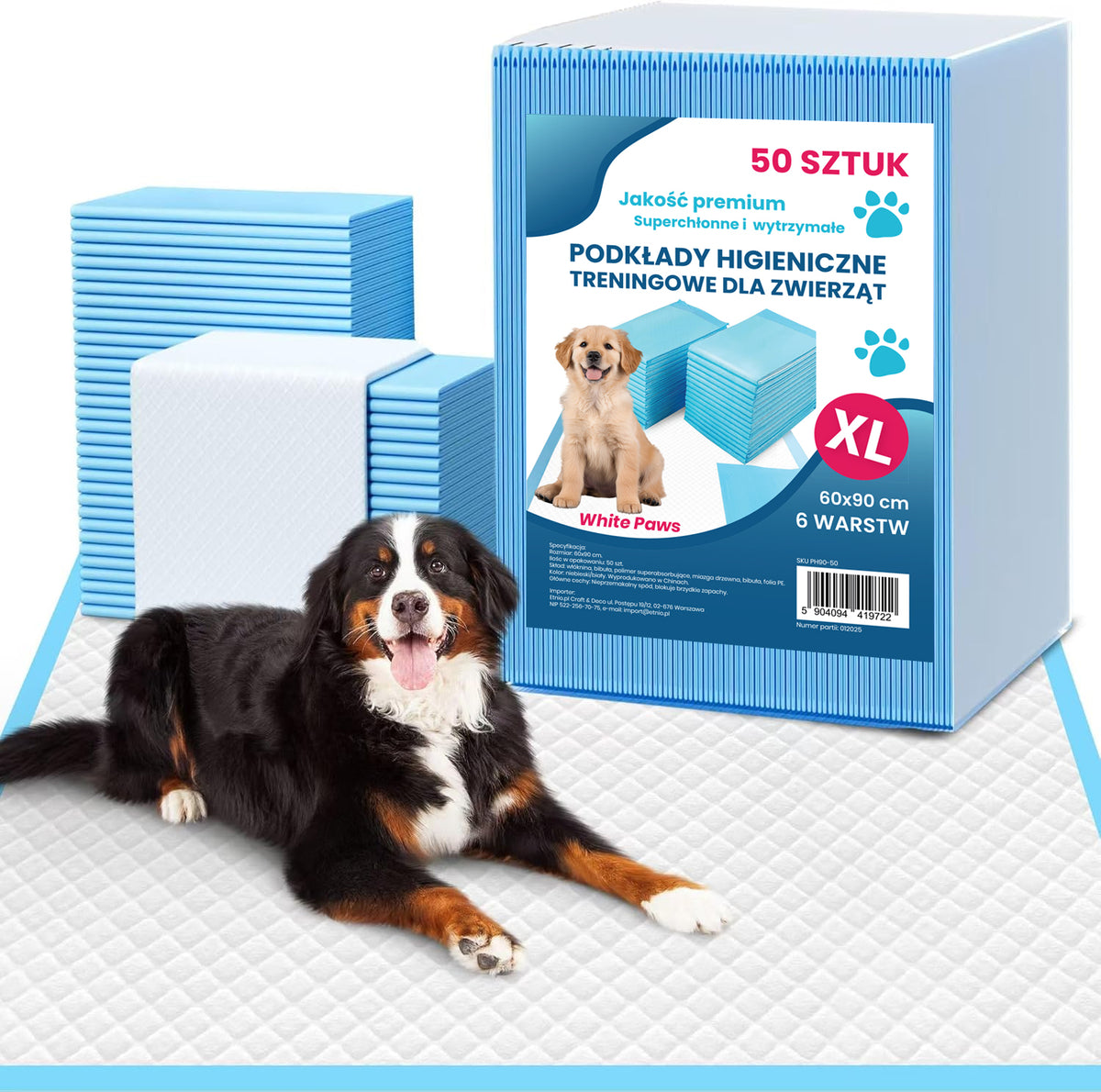 Hygienic Foundations Dog Training Mats Learning to Pee 90x60cm - 50pcs