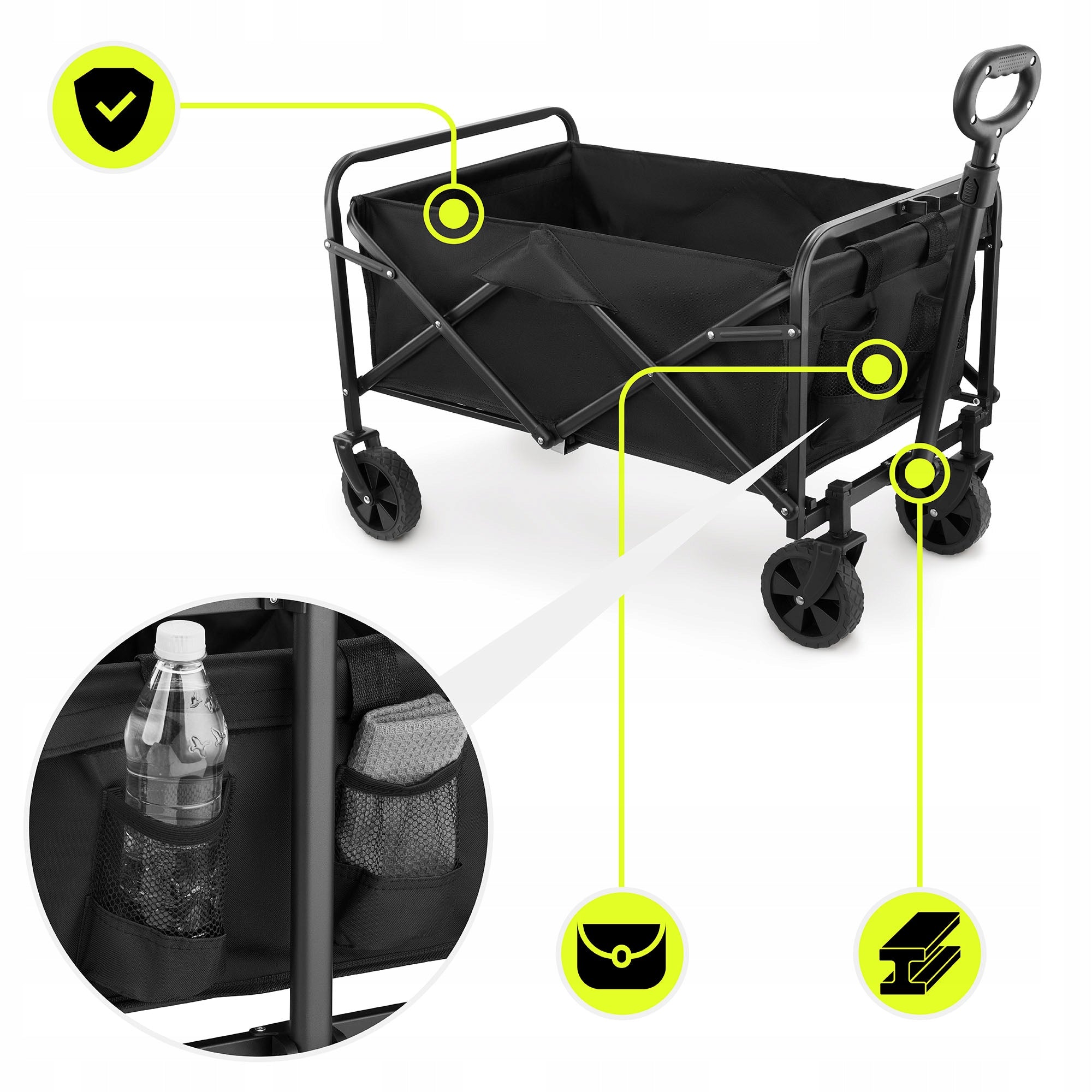 HyperMotion Folding Beach Hiking Cart - Black, 80 L Brand HyperMotion