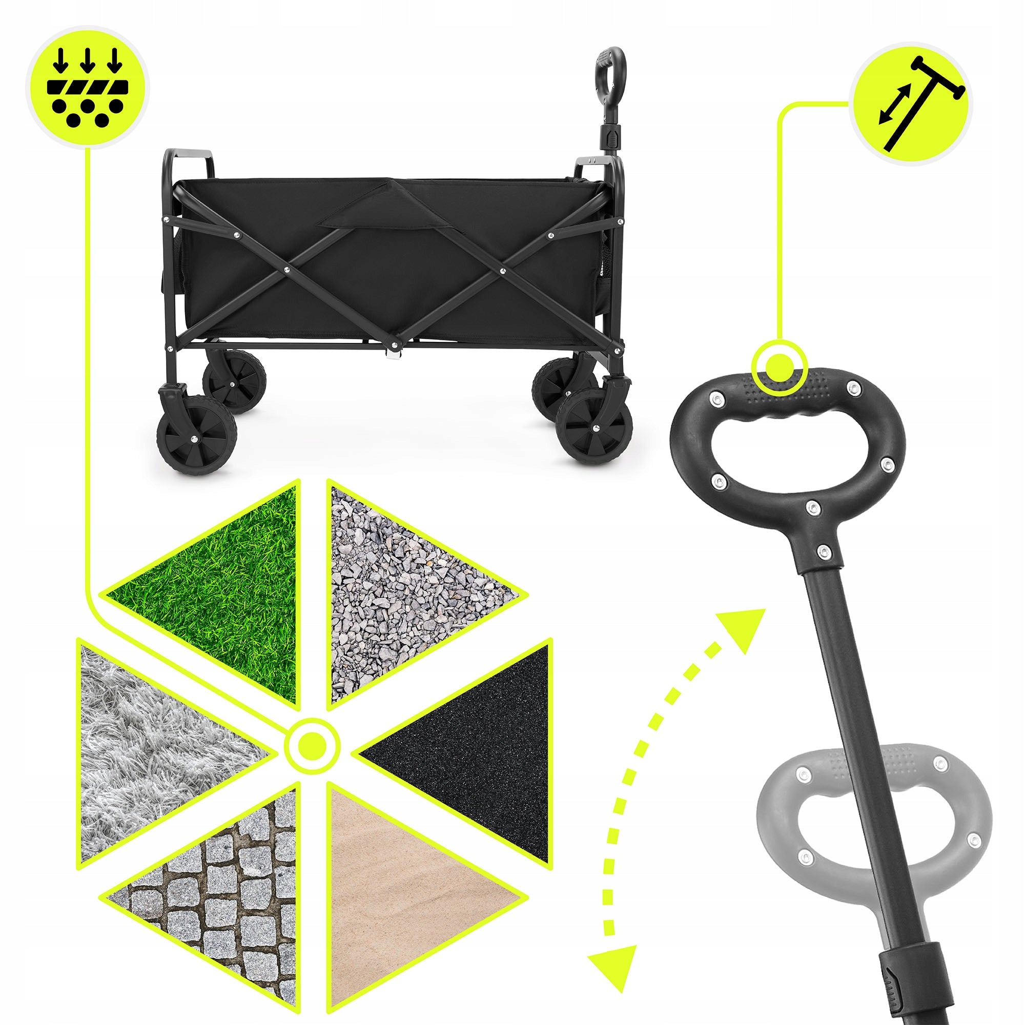 HyperMotion Folding Beach Hiking Cart - Black, 80 L Capacity 80 l