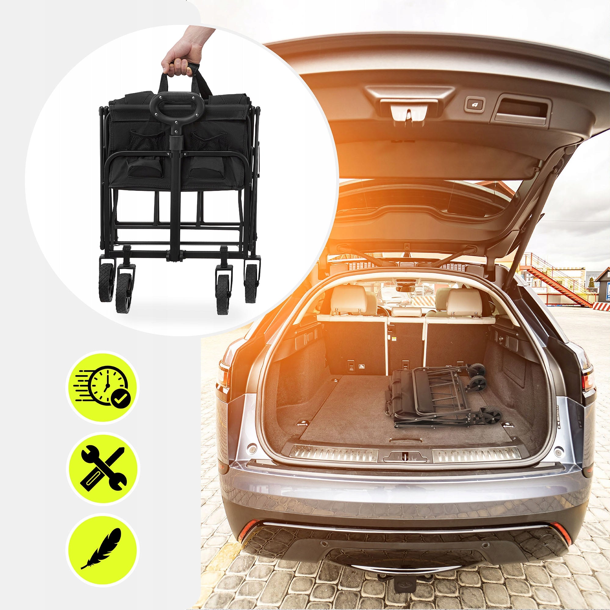 HyperMotion Folding Beach Hiking Cart - Black, 80 L Kind trolley