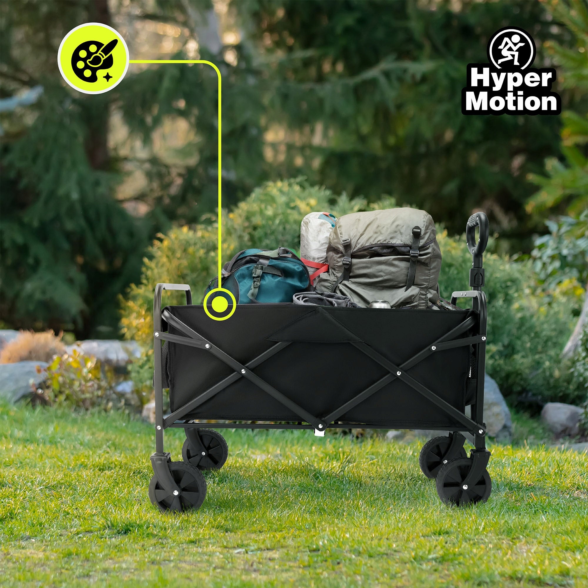 HyperMotion Folding Beach Hiking Cart - Black, 80 L Product weight with unit packaging 5.9 kg