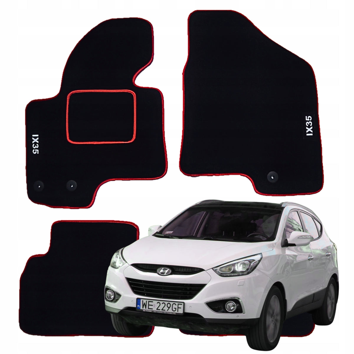 Hyundai ix35 2010-2015r. Rugs VELOUR mats for car wipers EMBROIDERY R
