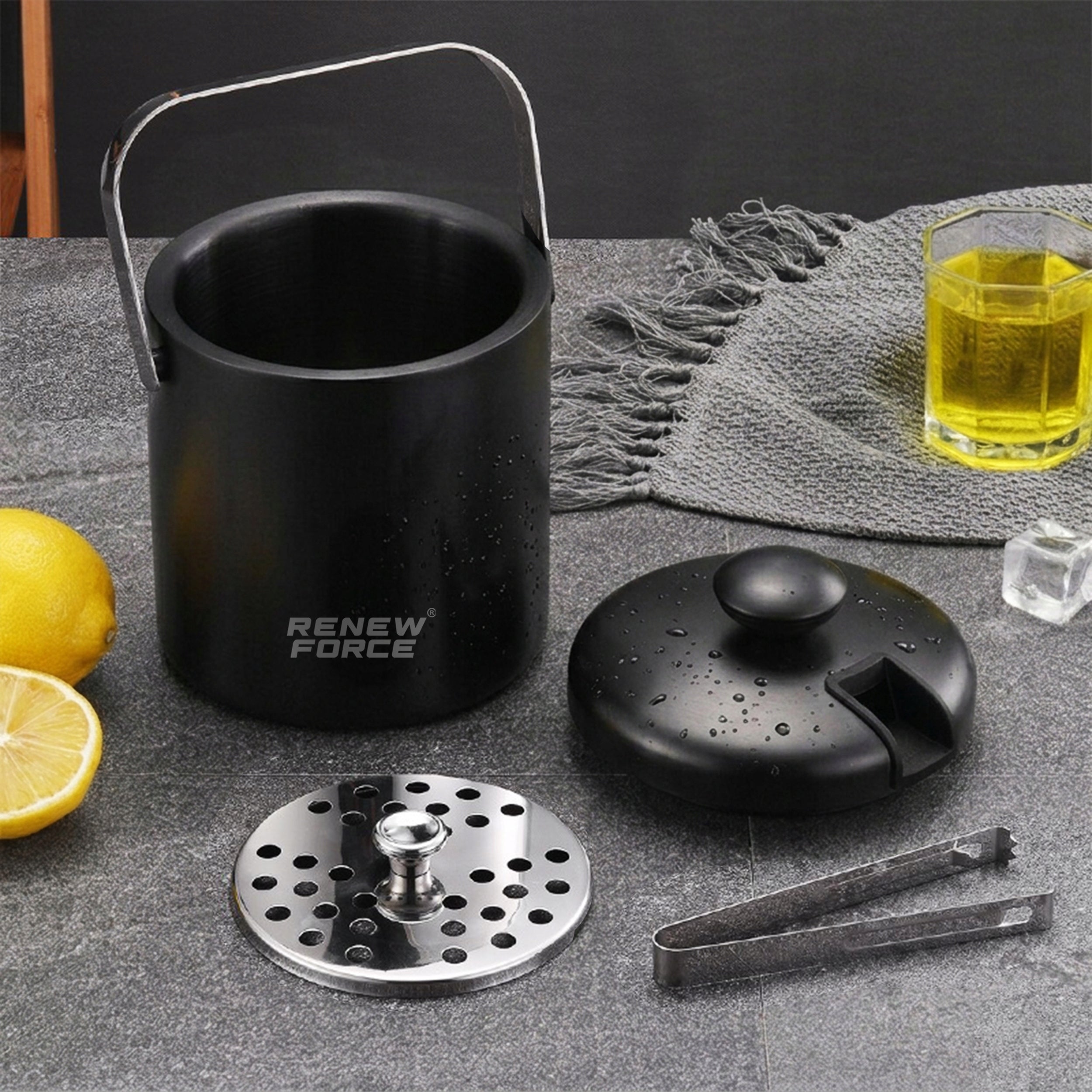 ICE BUCKET ICE CONTAINER + CONE STRAINER THERMAL CONTAINER 1,3L Packaging status original