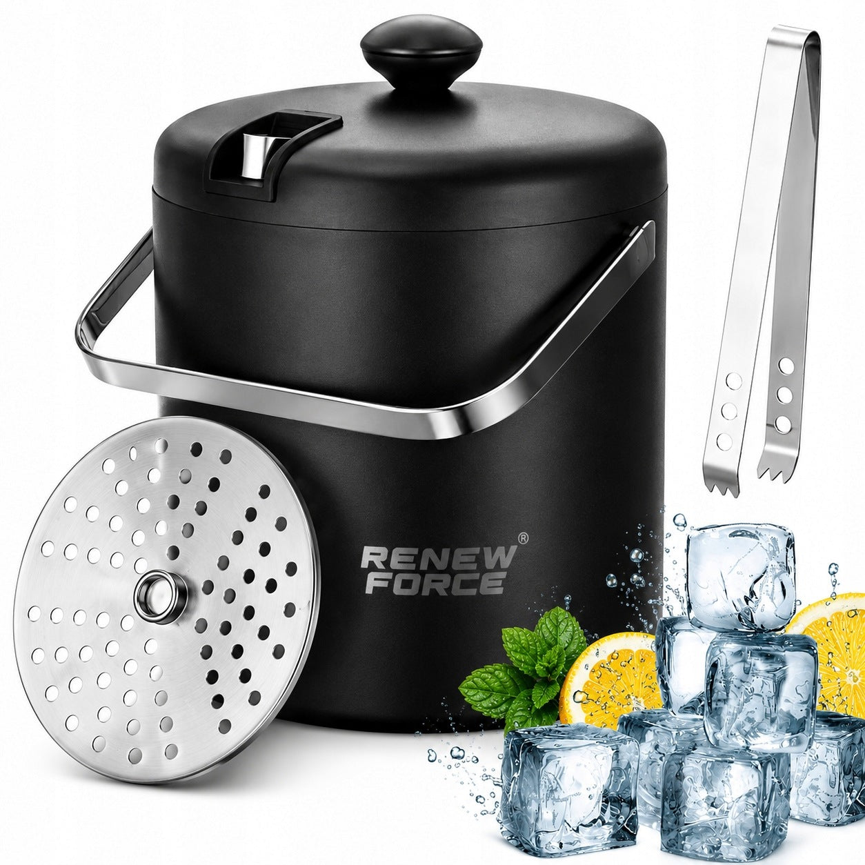 ICE BUCKET ICE CONTAINER + CONE STRAINER THERMAL CONTAINER 1,3L