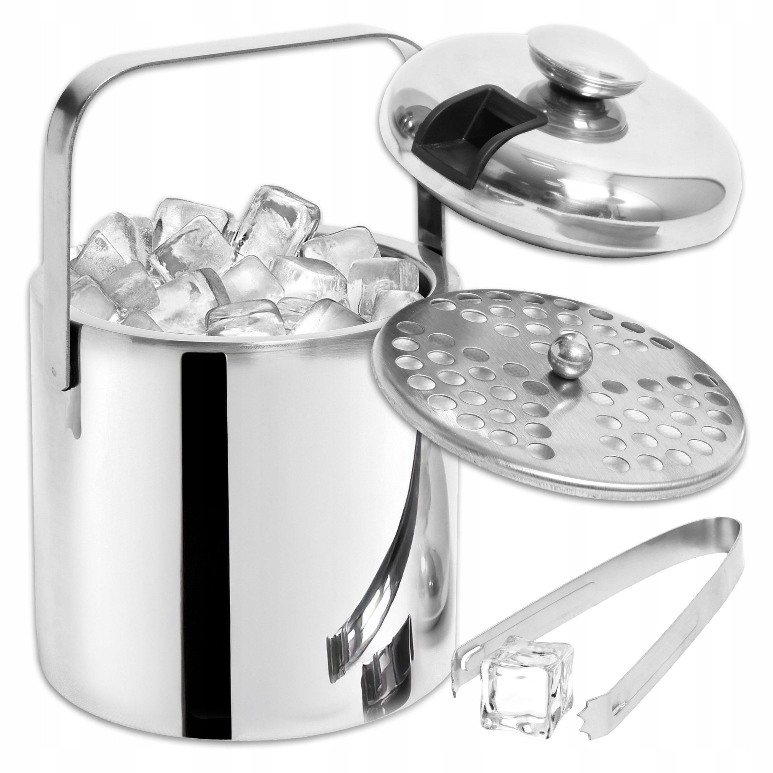 ICE BUCKET ICE CONTAINER CUBES WITH LID 1,3L LARGE + PLIERS