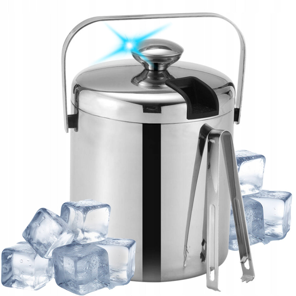 ICE BUCKET ICE CONTAINER CUBES WITH LID 1,3L LARGE + XL PLIERS