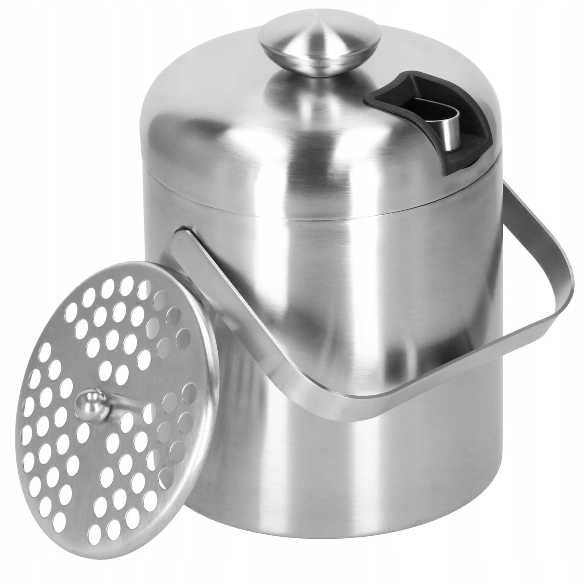 ICE BUCKET STEEL CONTAINER WITH ICE CUBE PLIERS + STRAINER 1,3L Packaging status original