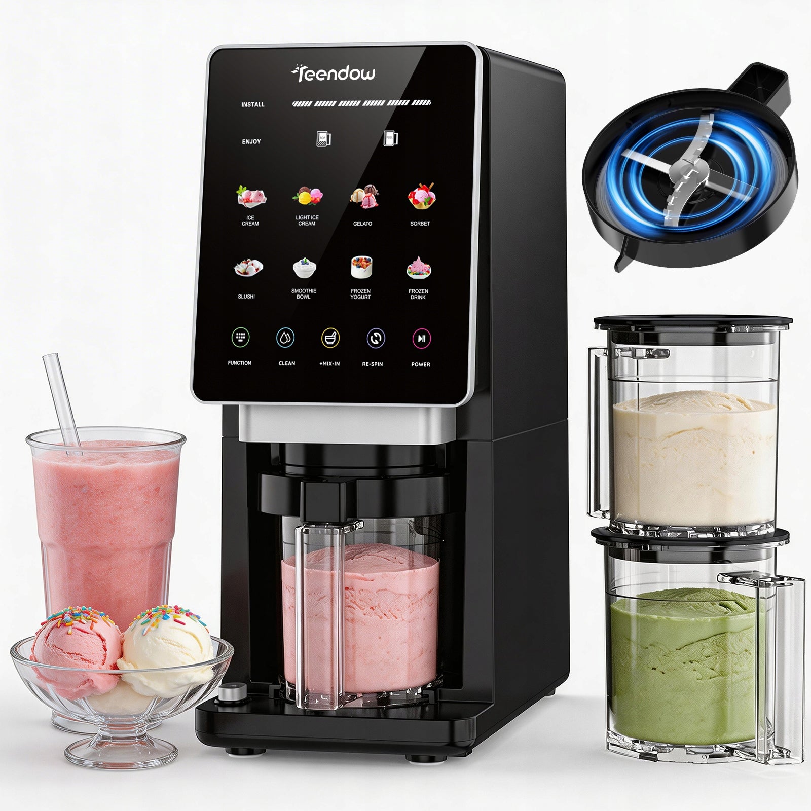 ICE CREAM MACHINE 10IN1 650ML ICE CREAM MACHINE FROZEN SNACKS STRONG 800W