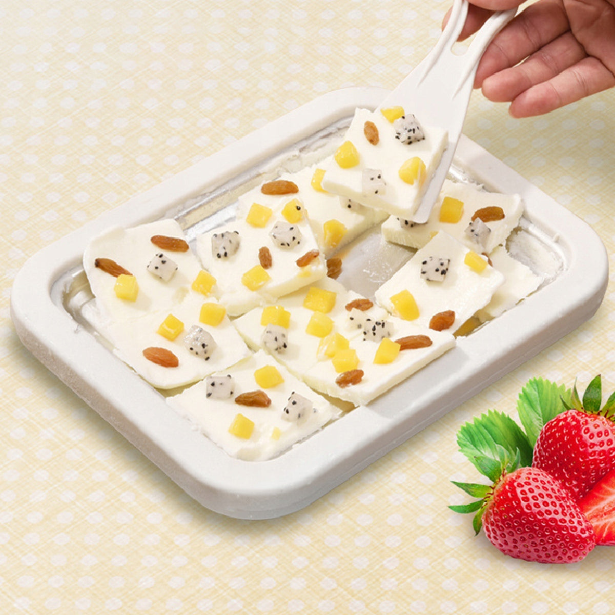 ICE CREAM MAKING MACHINE THAI ICE CREAM SET STAINLESS STEEL TRAY Power 1 W