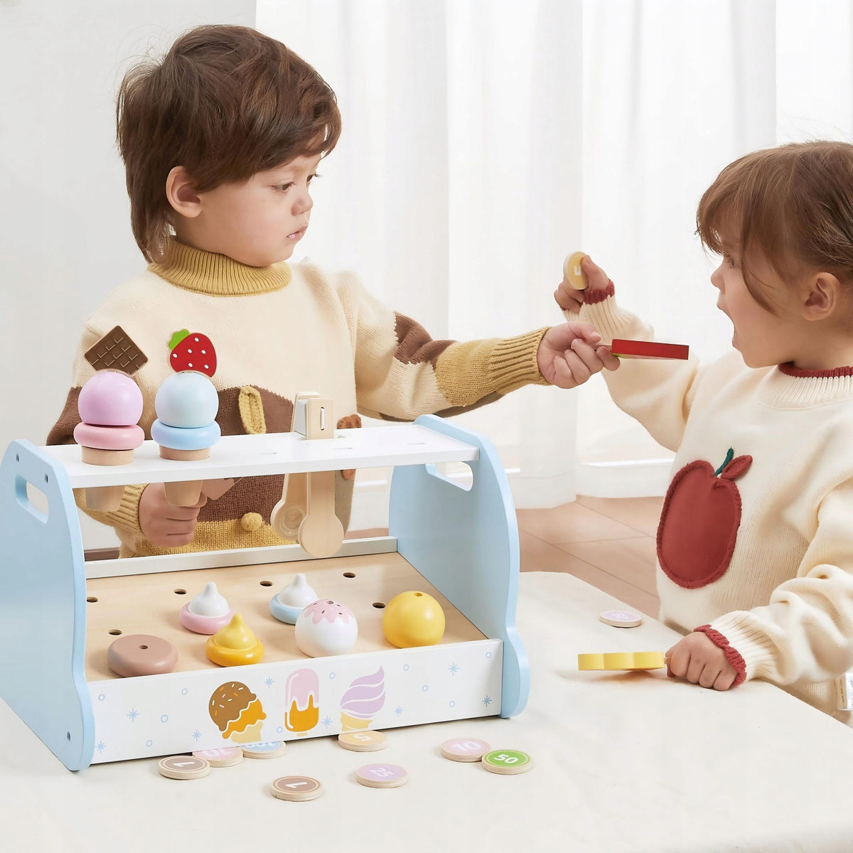 ICE CREAM PARLOR WOODEN SHOP ICE CREAM DESSERTS COINS SET ACCESSORIES SHOP VIGA Manufacturer code 6971608448423