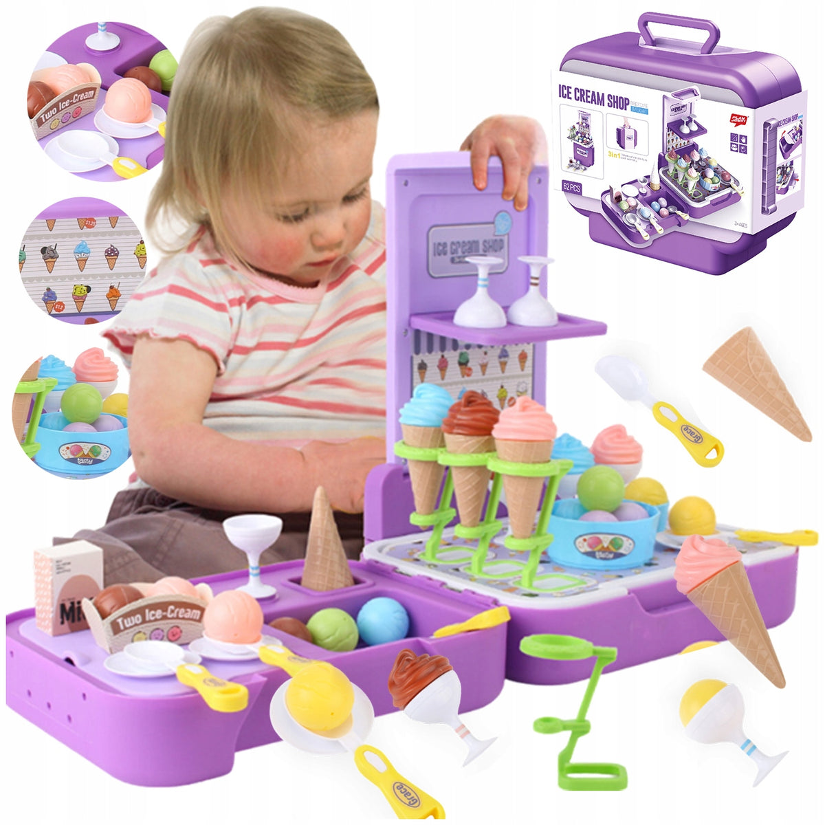 ICE CREAM SHOP ICE CREAM SUITCASE KITCHEN SHOP CONFECTIONERY PORTABLE 3in1