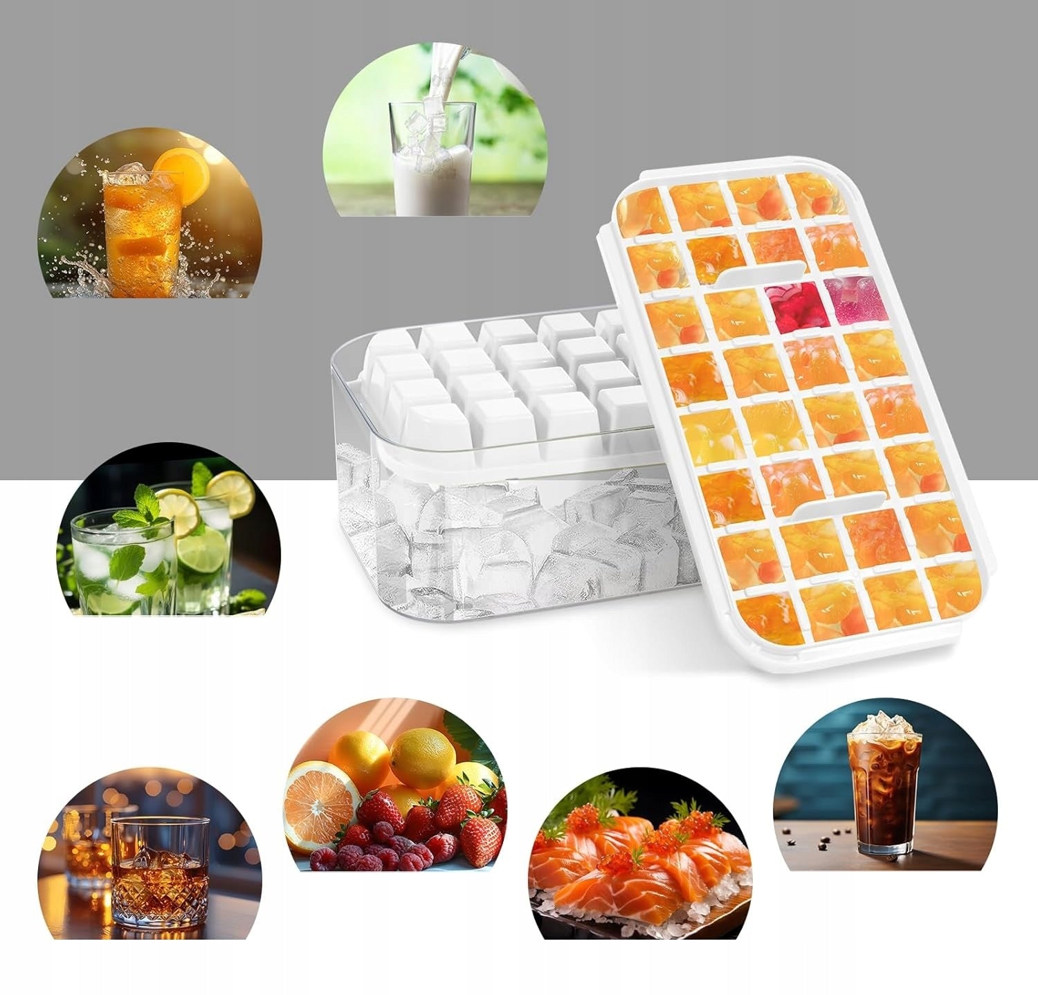 ICE LATTICE MOLD PLASTIC MOLD FOR ICE CUBES WITH LID 64 CUBES Manufacturer code ICECUB64