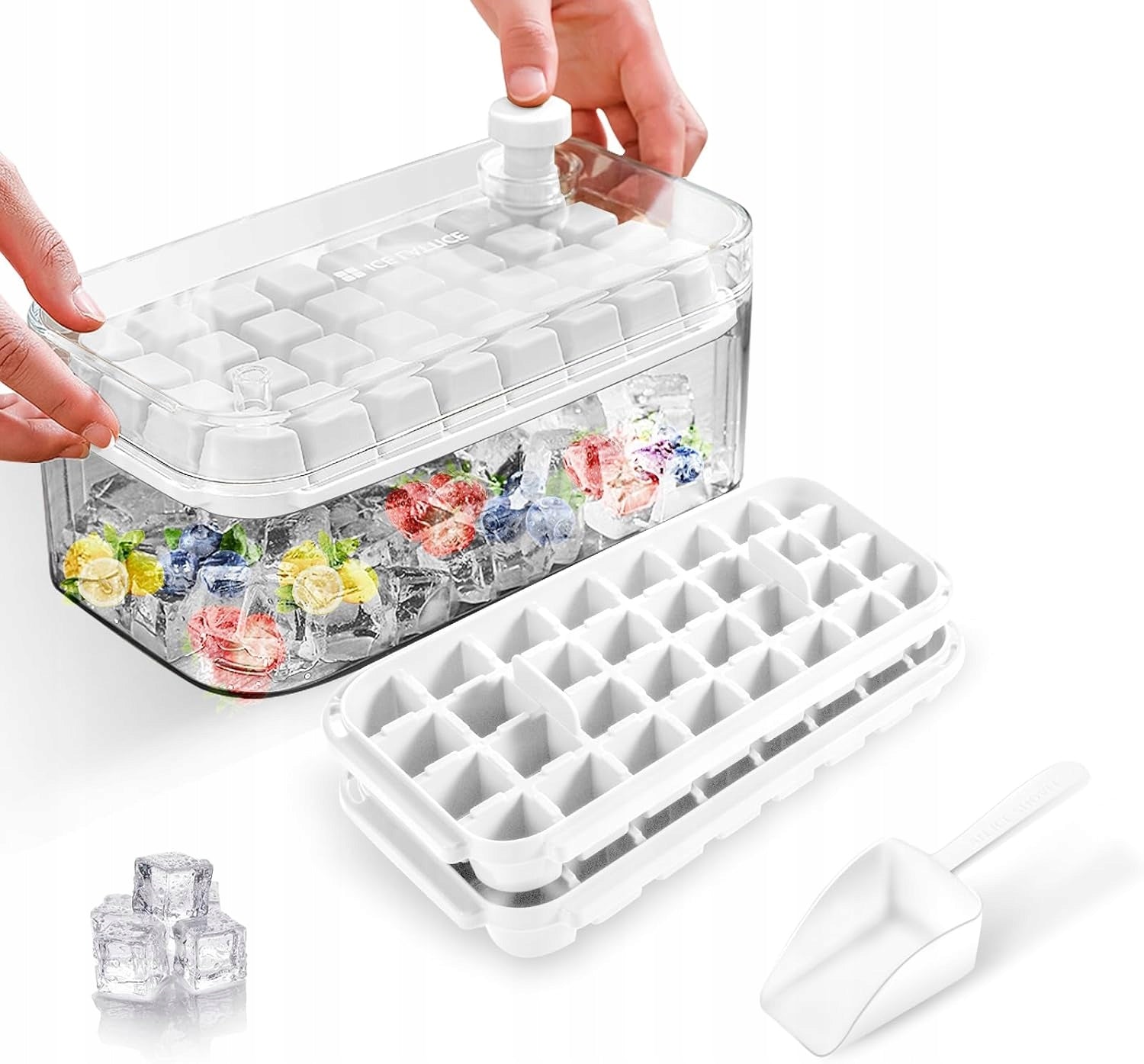 ICE LATTICE MOLD PLASTIC MOLD FOR ICE CUBES WITH LID 64 CUBES