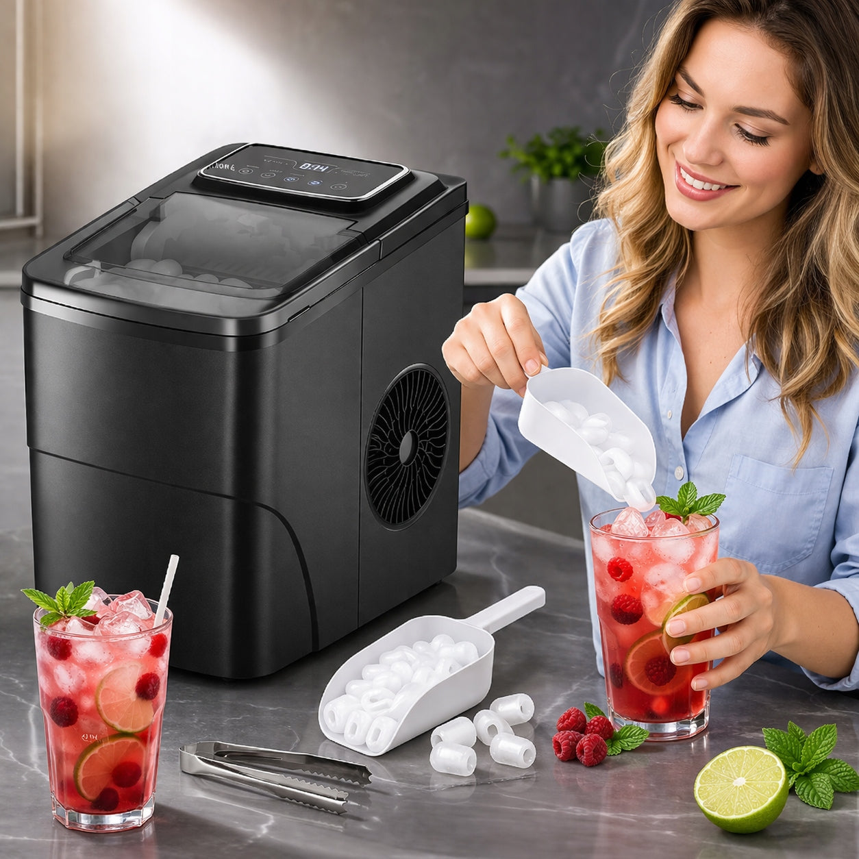 ICE MAKER 12KG 24H AUTOMATIC HOME LED TIMER 160W FAST