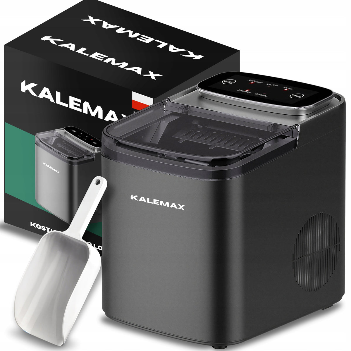 ICE MAKER 14KG FAST SILENT CUBE MACHINE + SPATULA KALEMAX
