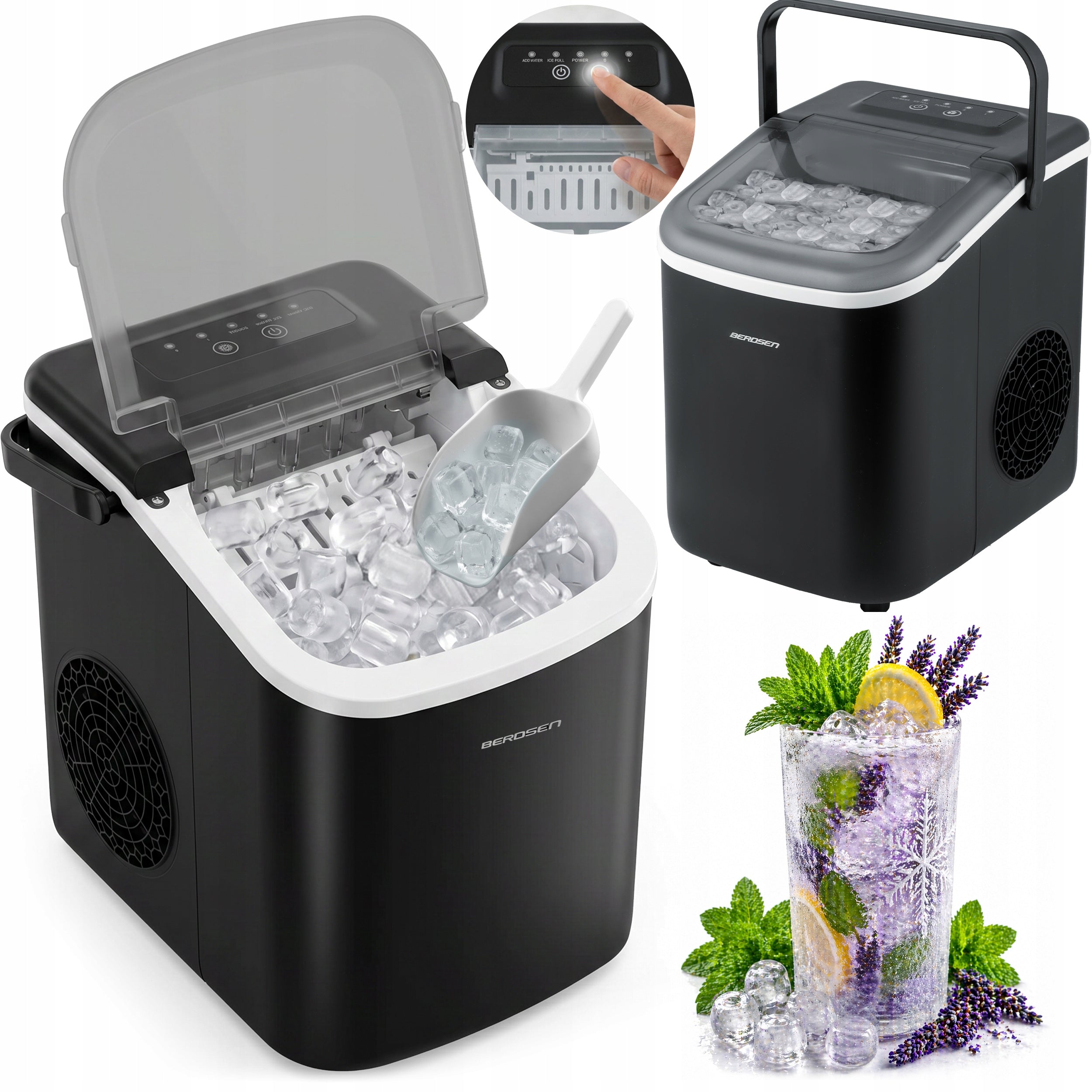ICE MAKER BLACK 112W FAST EFFICIENT ANKLE MACHINE 12kg/24h