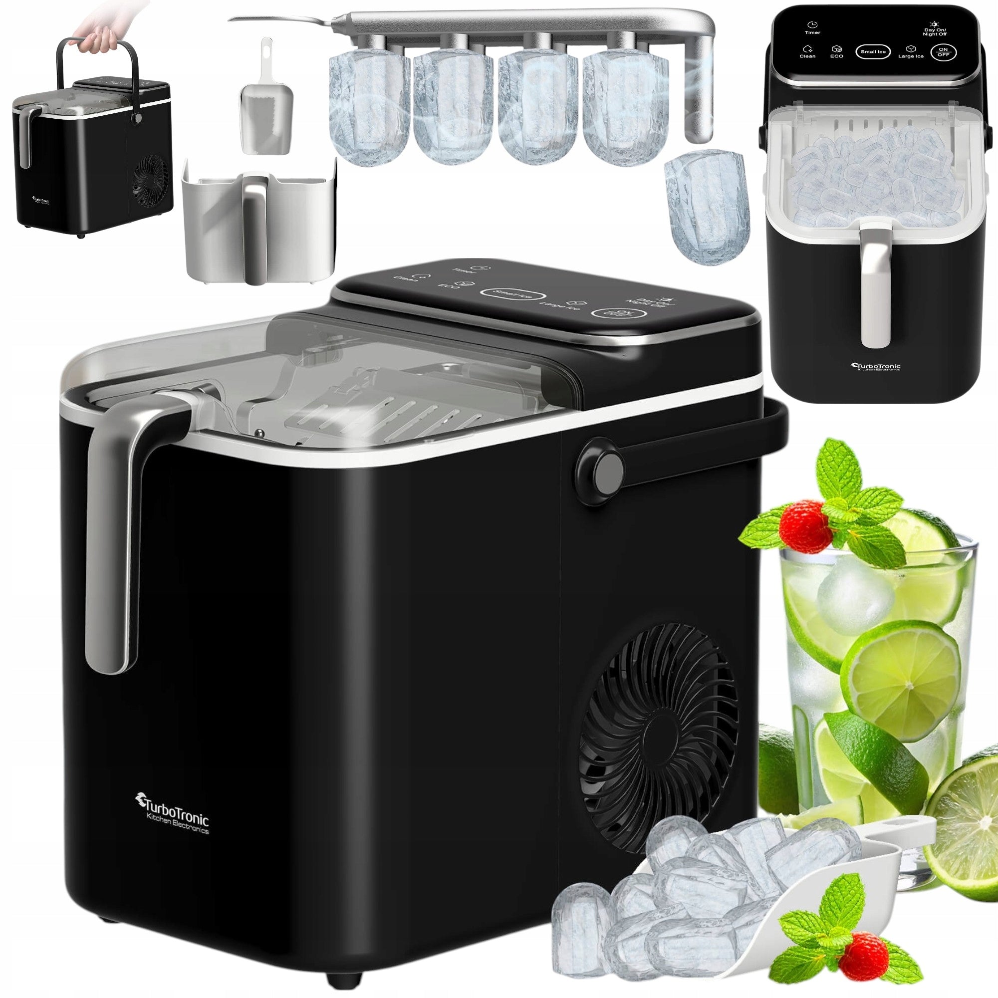 ICE MAKER CUBE MACHINE 12KG/24H 6-7 MIN 2 SIZES ICE FRAPPE