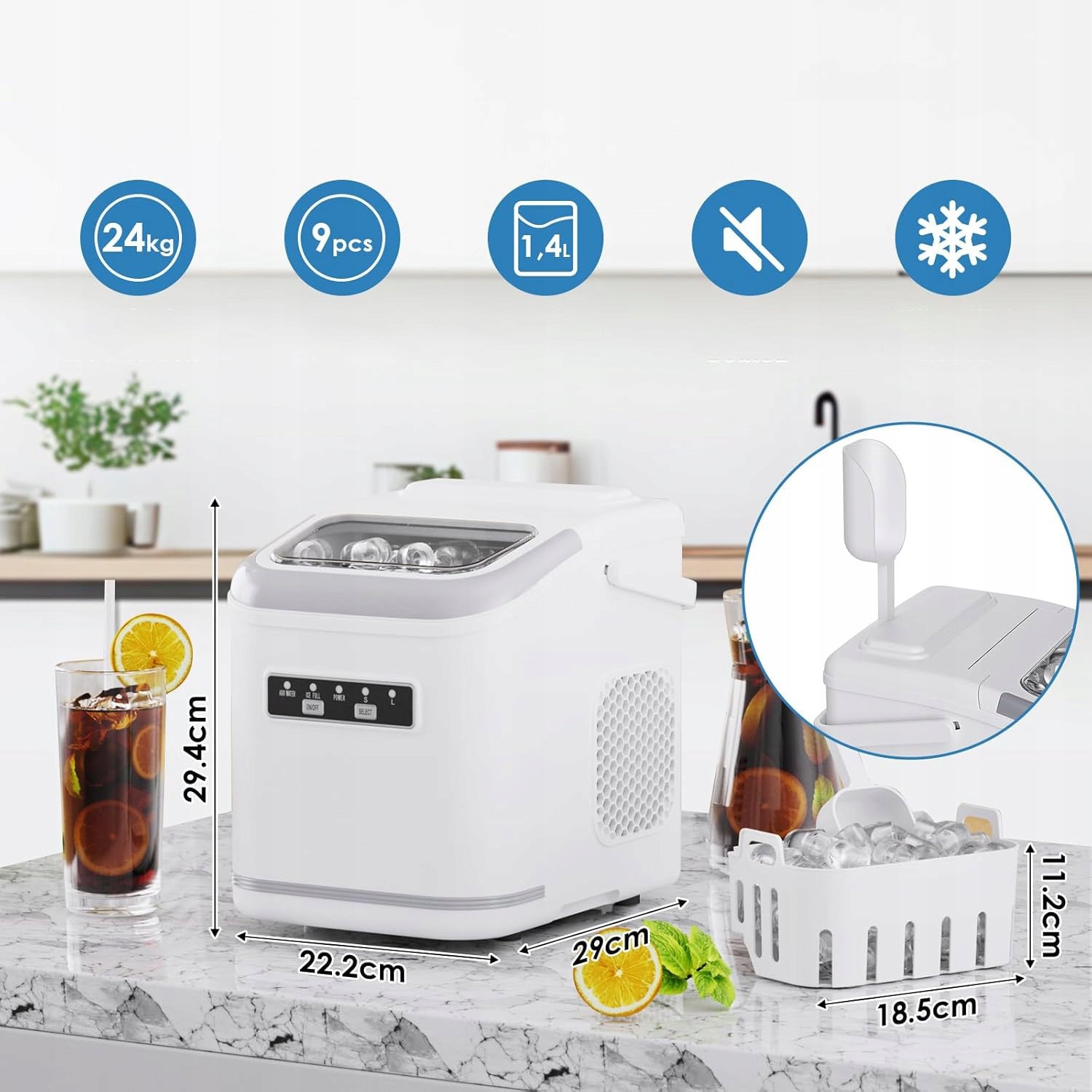 ICE MAKER EXPRESS ICE PORTABLE WITH LED SELF-CLEANING HANDLE Packaging status original
