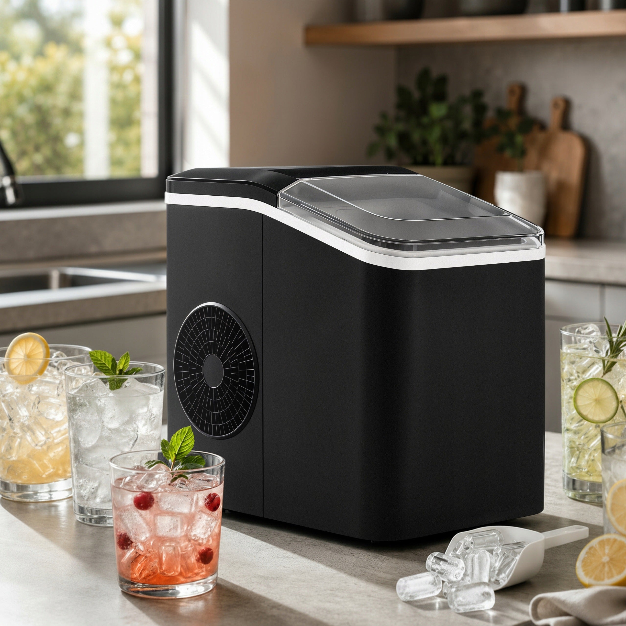 ICE MAKER HOME CUBE MACHINE 12KG/24H Efficient Fast +BLADE Manufacturer code Kostkarka do lodu 1,2l czarna Ruhhy