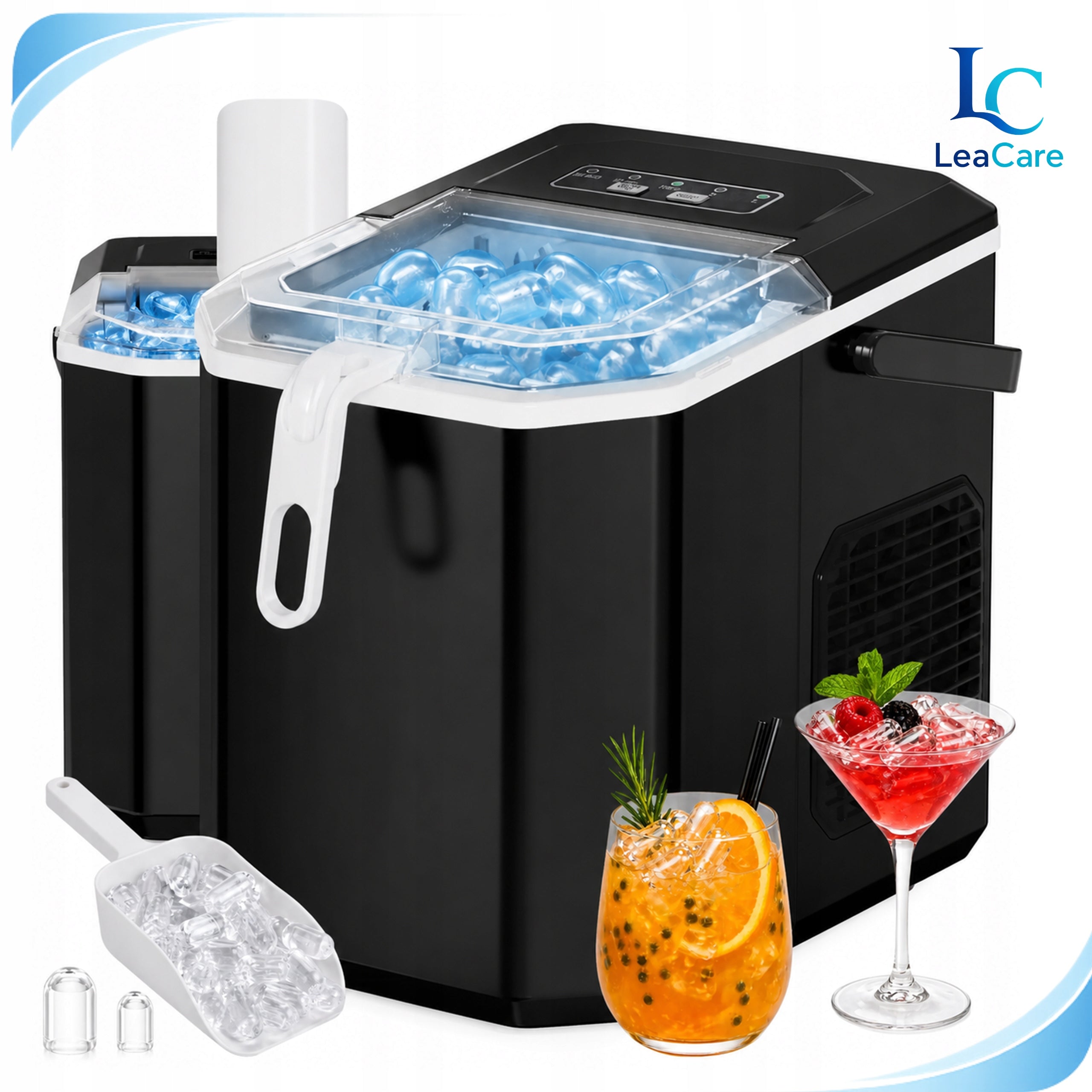 ICE MAKER Household Cube Machine 1.2l 12kg/24h Black with SPATULA Brand Iso Trade