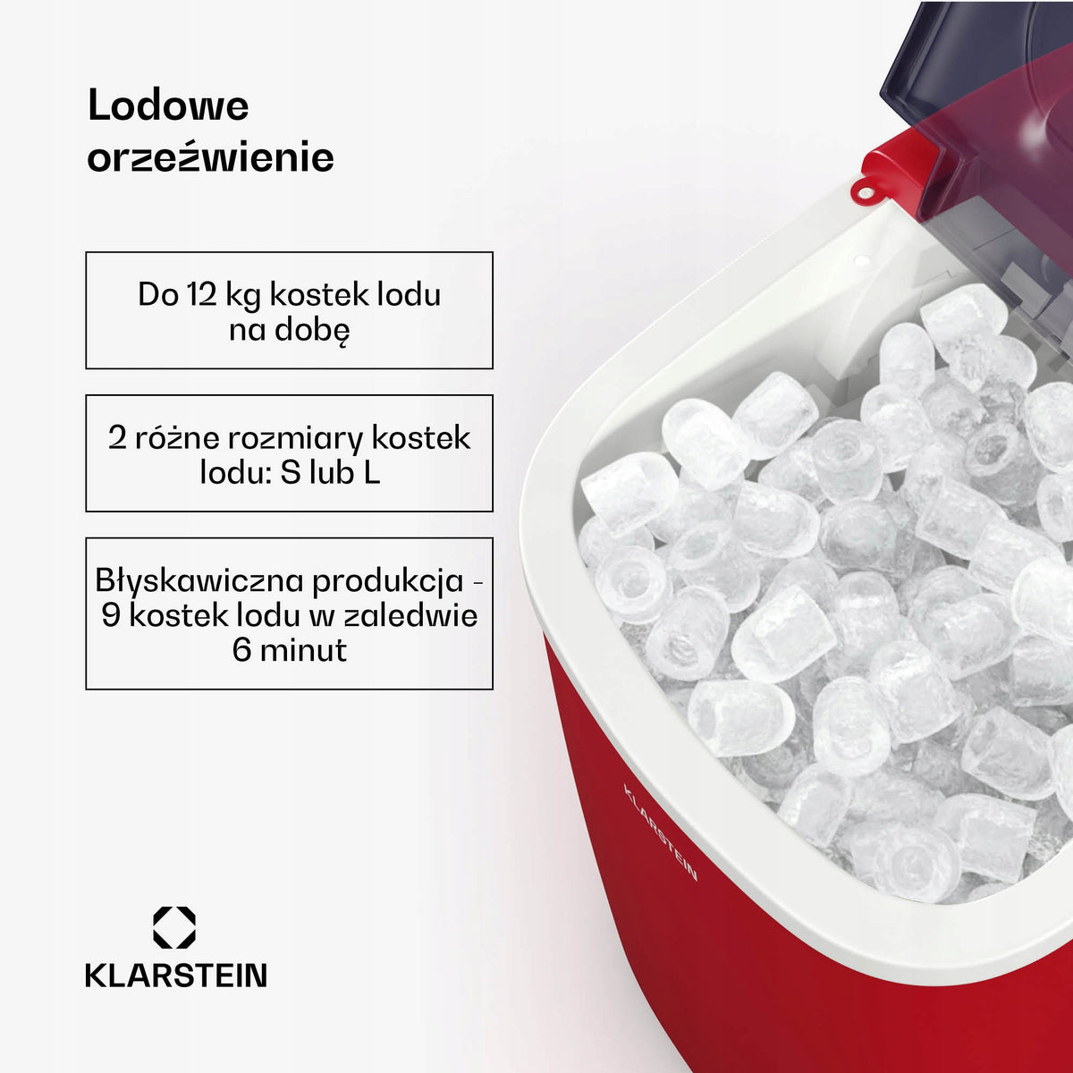 ICE MAKER KLARSTEIN CUBE MACHINE 12 KG/24 H LARGE AUTOMATIC Brand Klarstein