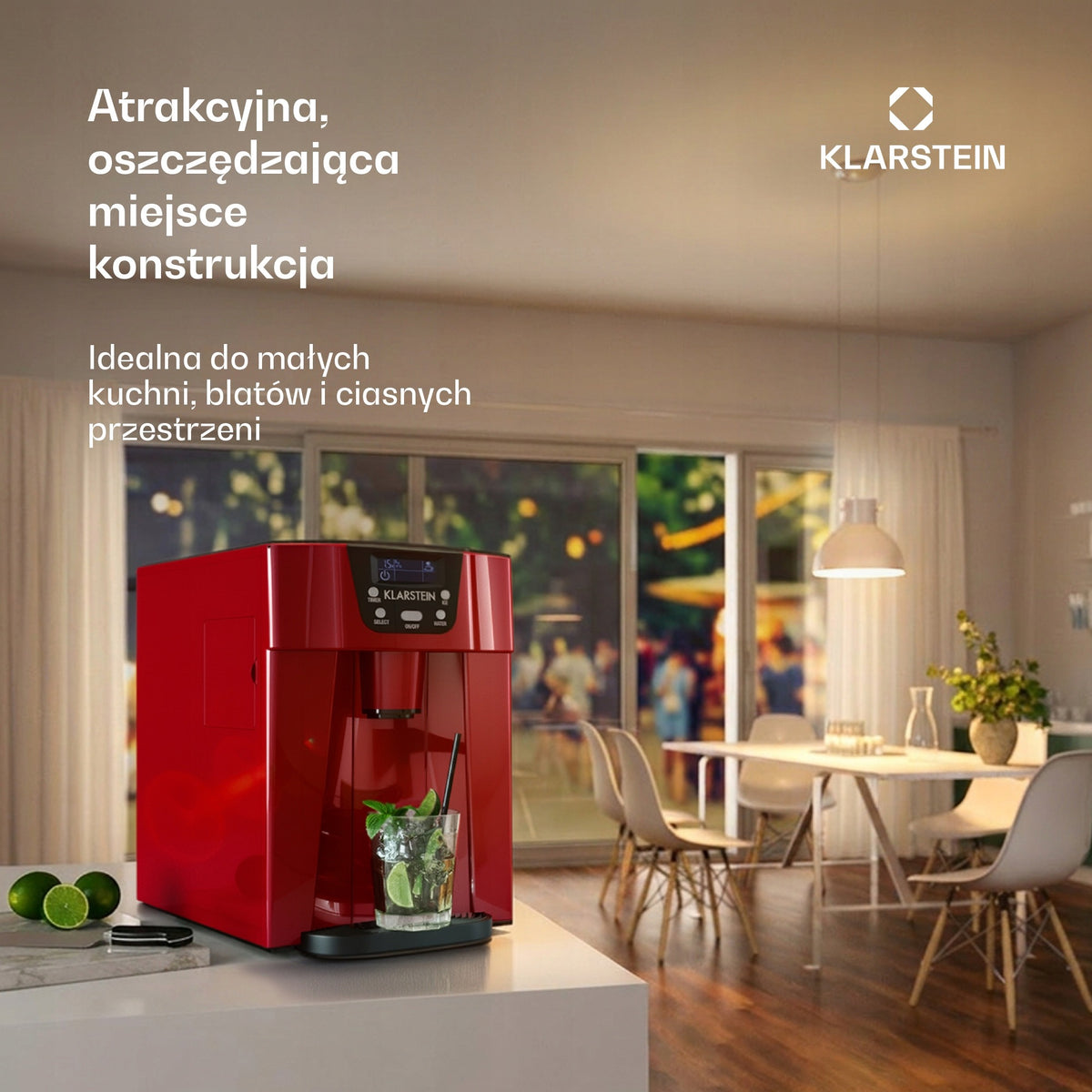 ICE MAKER KLARSTEIN HOMEMADE CUBE MACHINE 12KG/24H 2L RED Brand Klarstein