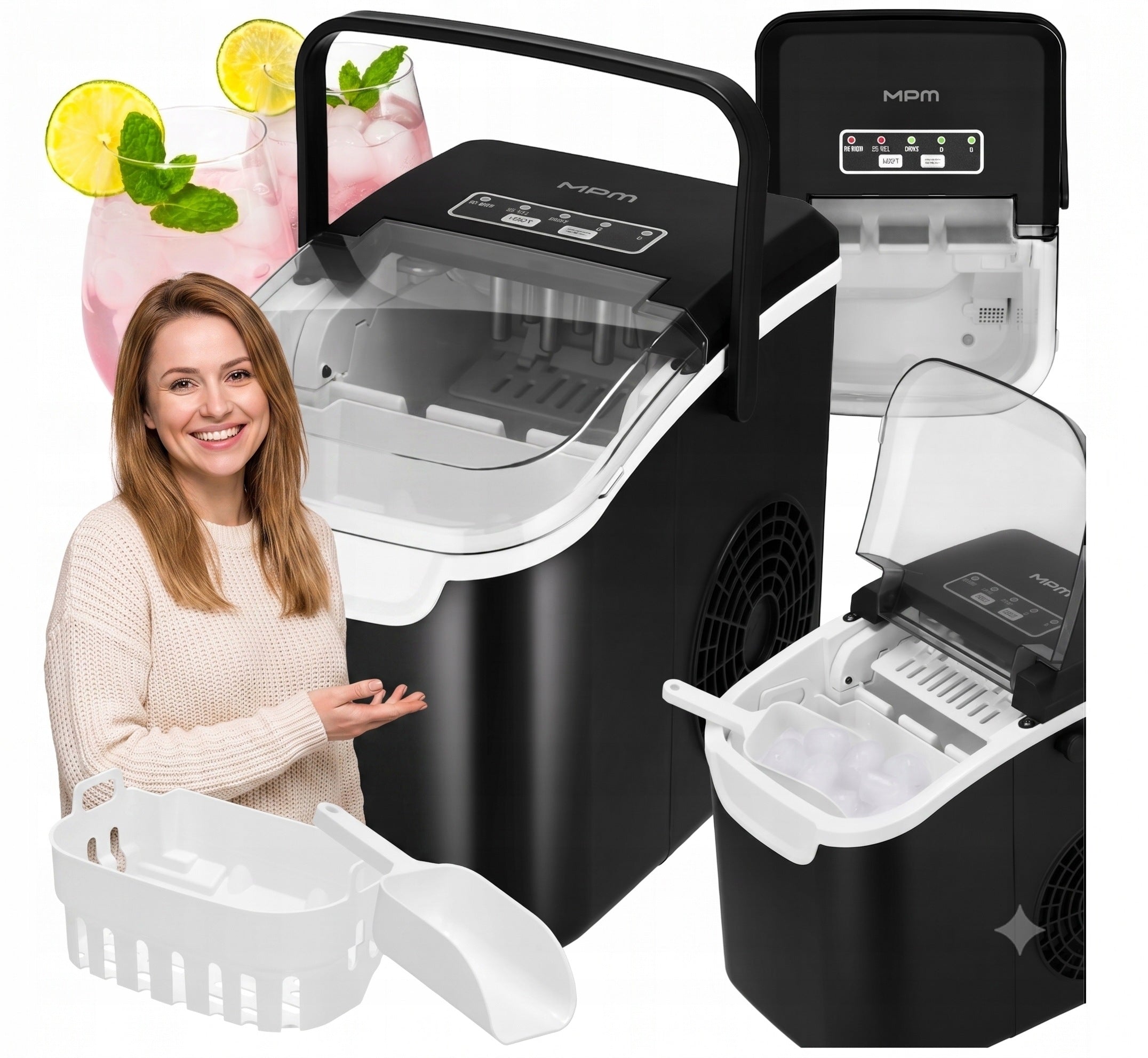 ICE MAKER MPM MKD-206 BLACK 100W HOME COMPACT ADJUSTMENT 1,2L