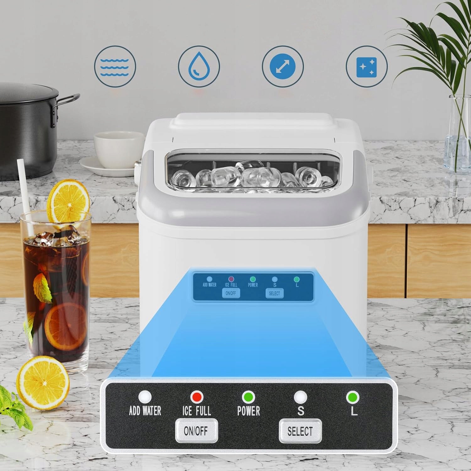 ICE MAKER SMALL HOMEMADE CUBE MACHINE ICE 12KG24H QUIET + SPATULA Brand no brand