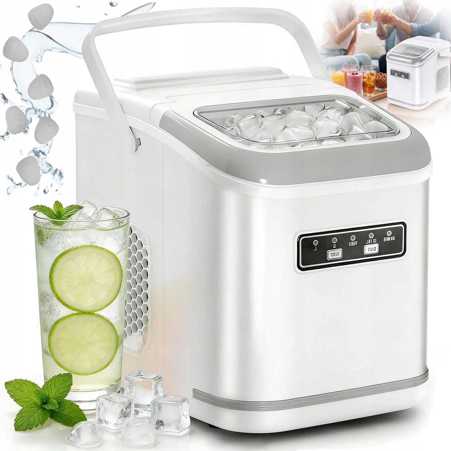 ICE MAKER SMALL HOMEMADE CUBE MACHINE ICE 12KG24H QUIET + SPATULA