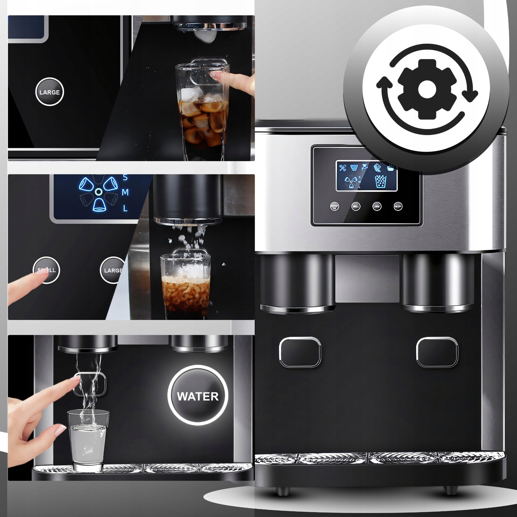 ICE MAKER WATER DISPENSER CRUSHER 3in1 380W LED TOUCH PANEL Manufacturer code EX9181