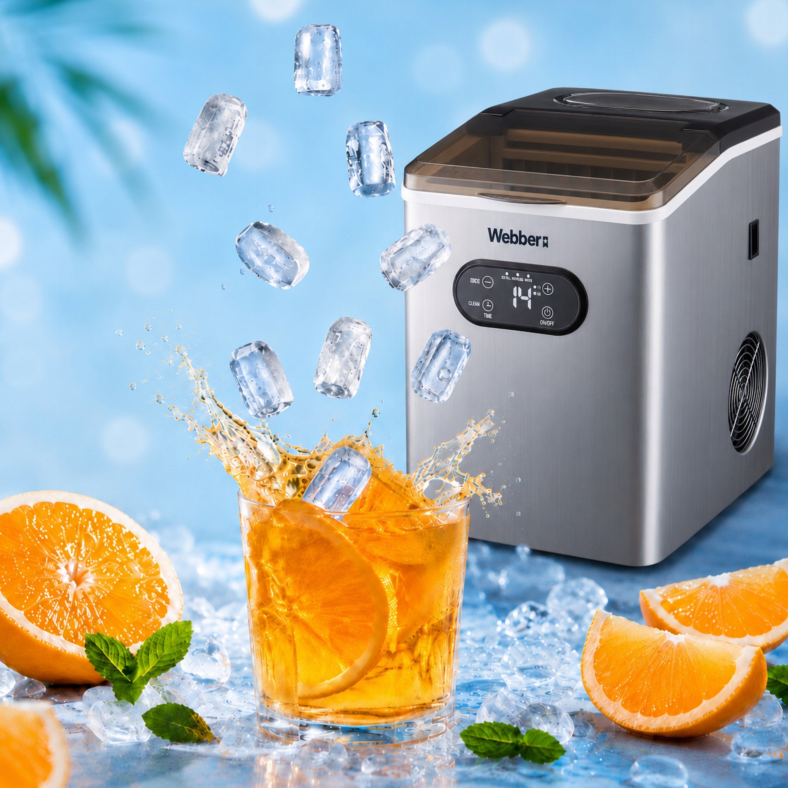 ICE MAKER WEBBER FRIO IM-201 25KG LCD 3 WATER MODES INOX 24 CUBES Manufacturer code 05IM-201