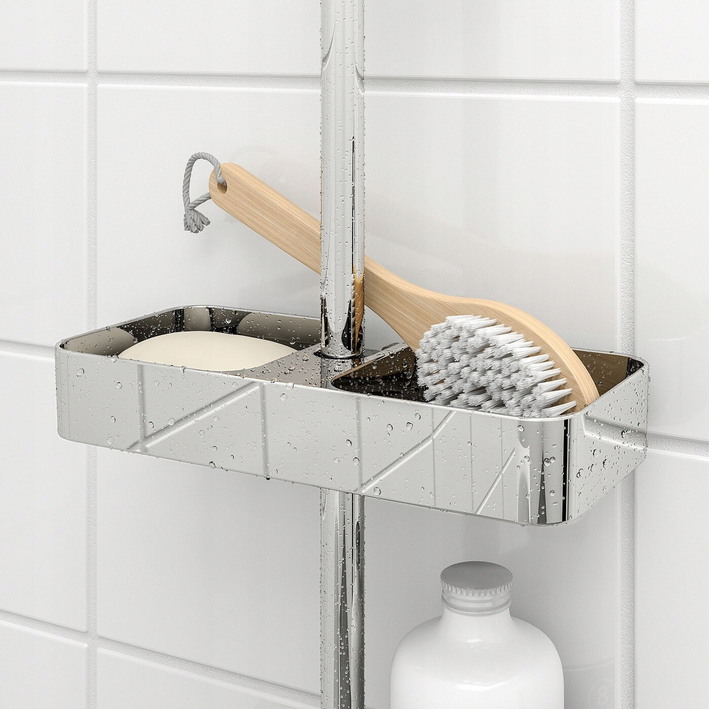 IKEA BROGRUND Shower shelf chrome 25x4 cm Furniture height 4 cm