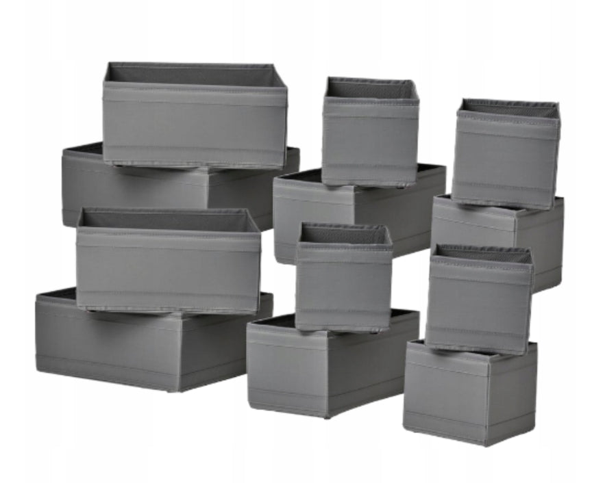 IKEA SKUBB Set of containers, 12 pcs dark grey