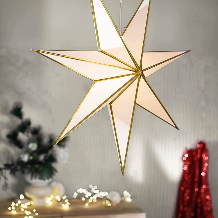 IKEA STRALA Lampshade, white paper gold color, 70 cm star Packaging status original