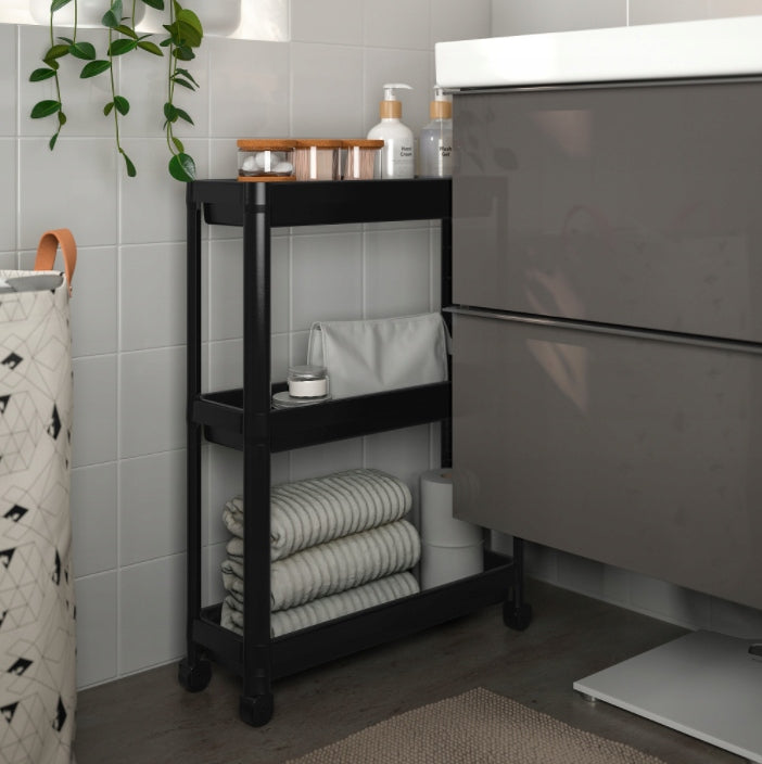 IKEA VESKEN Black TROLLEY BATHROOM SHELVING UNIT shelf Furniture color black