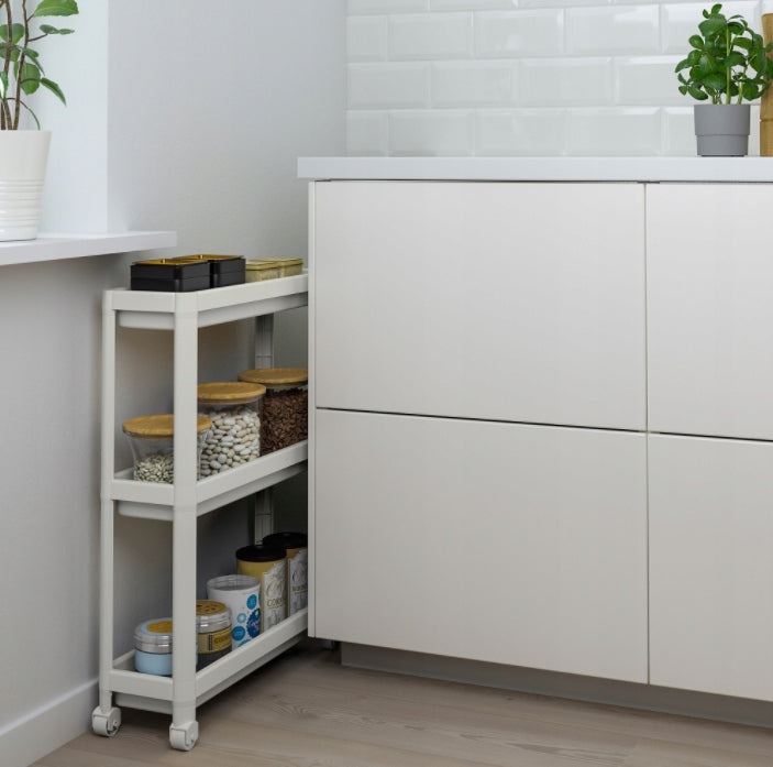 IKEA VESKEN White TROLLEY BATHROOM SHELVING UNIT shelf Furniture depth 18 cm