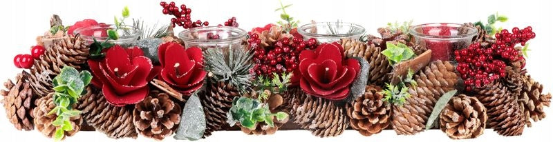 IKEBANA DEKORÁCIA Vianoce PRÍRODNÝ ADVENTNÝ 50X16X9 CM
