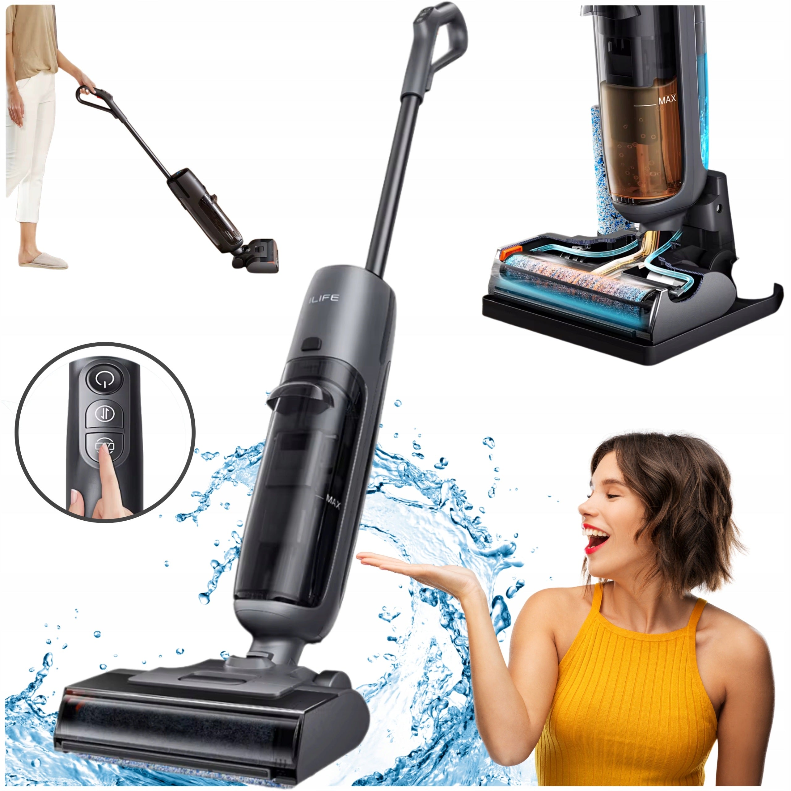 ILIFE W90 CORDLESS MOPPING VACUUM CLEANER VERTICAL WET MOP 2IN1