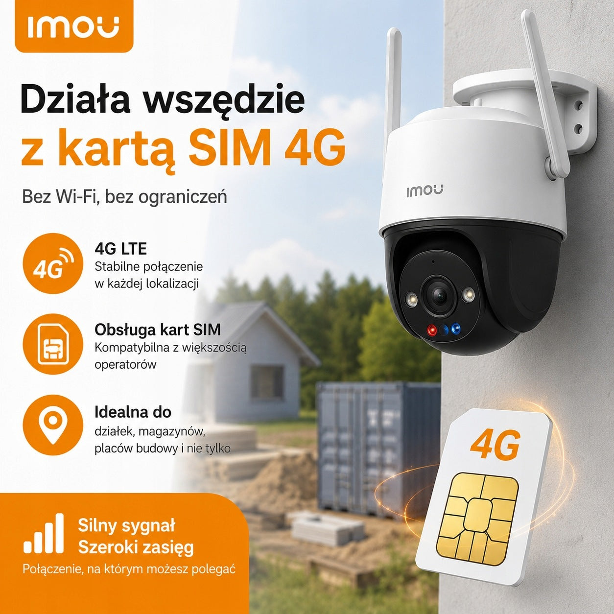IMOU Cruiser SC 4G LTE 5MP Kamera Zewnętrzna PTZ 360° SIM IP67 Manufacturer code IPC-K7FP-5H0TE-EU