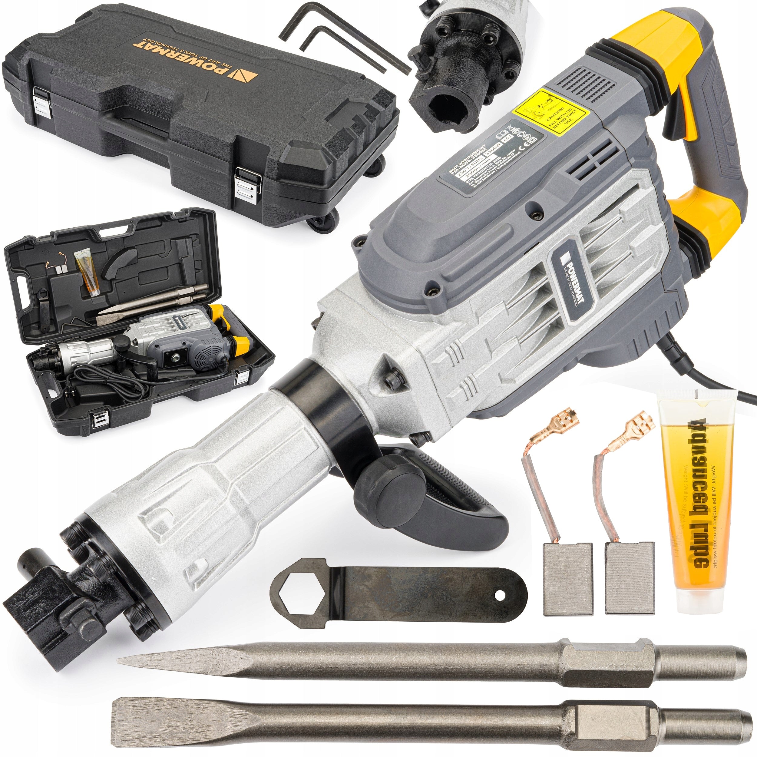 IMPACT DEMOLITION HAMMER FOR CONCRETE FORGING STRONG 3300W HEX 65J CHISEL CASE