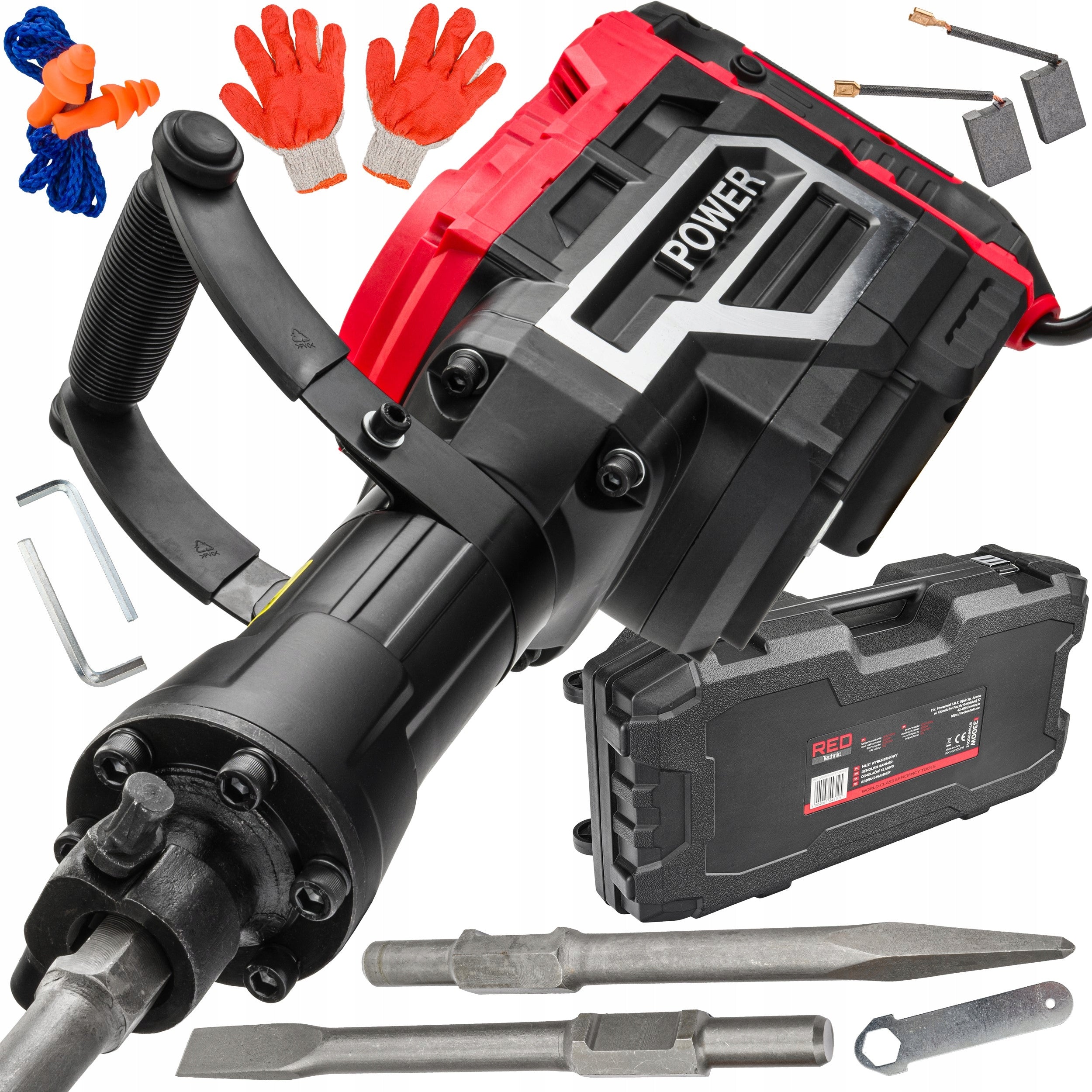 IMPACT DEMOLITION HAMMER FOR CONCRETE FORGING STRONG 3300W HEX 70J CHISEL CASE