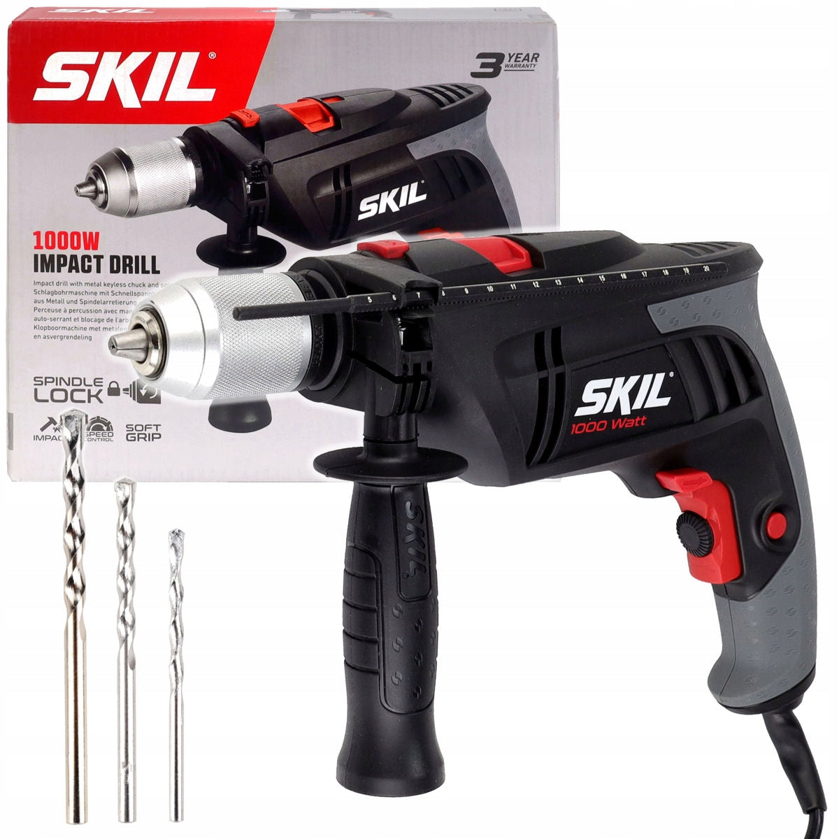 IMPACT DRILL 1000W 6398 SKIL + 3 DRILL BITS