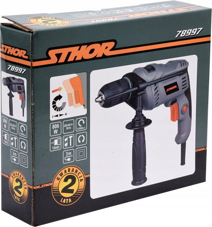 IMPACT DRILL 800W WITH HANDLE 13MM 78997 Sthor Drill weight 2.4 kg