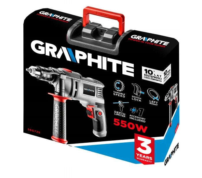 IMPACT DRILL KEY. 550W 58G725 GRAPHITE Batteries included no