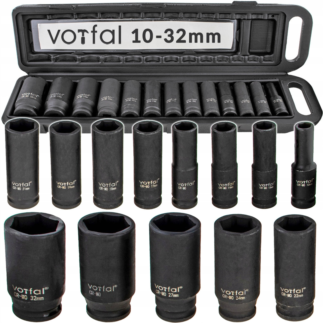 IMPACT SOCKET SET 10-32 IMPACT SOCKETS 1/2 STROKE 13 el SUITCASE Cr-Mo