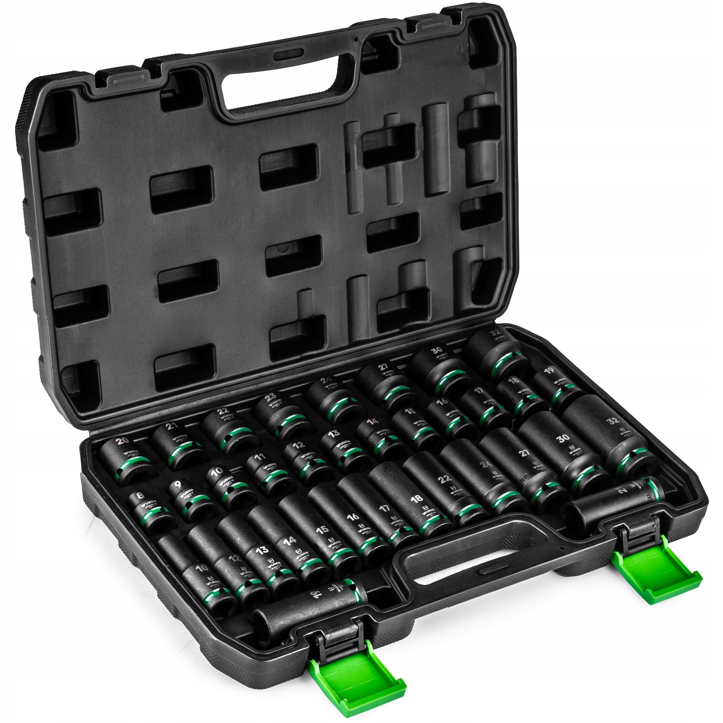 IMPACT SOCKET SET 35 PCS 1/2" 6-ANGLE SHORT LONG 8-32MM CR-V++ Manufacturer code W33001 ZESTAW NASADEK UDAROWYCH 35 SZT WUBER