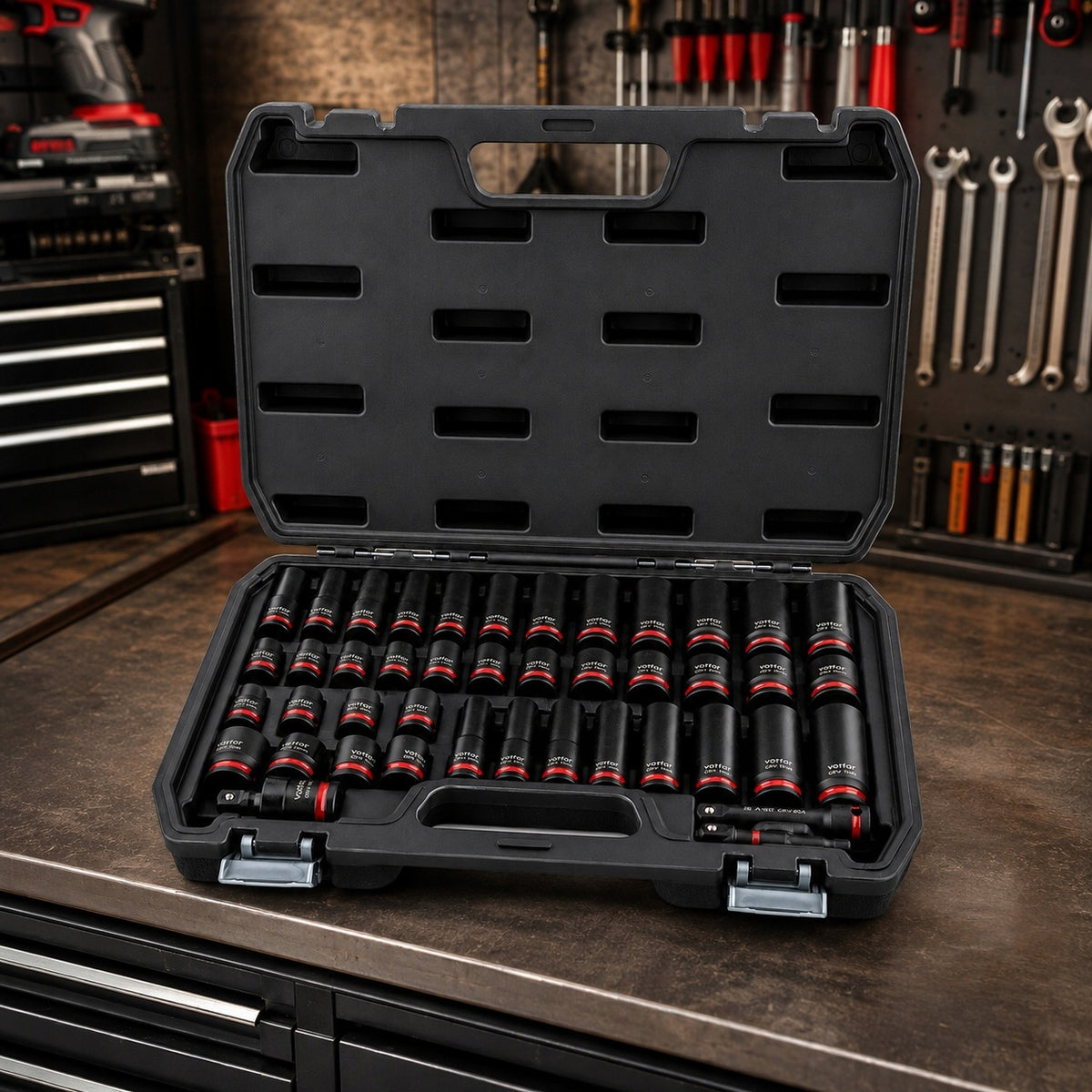IMPACT SOCKET SET 8-19 IMPACT SOCKETS 3/8 STROKE 43 el SUITCASE Cr-V Brand Vorfal