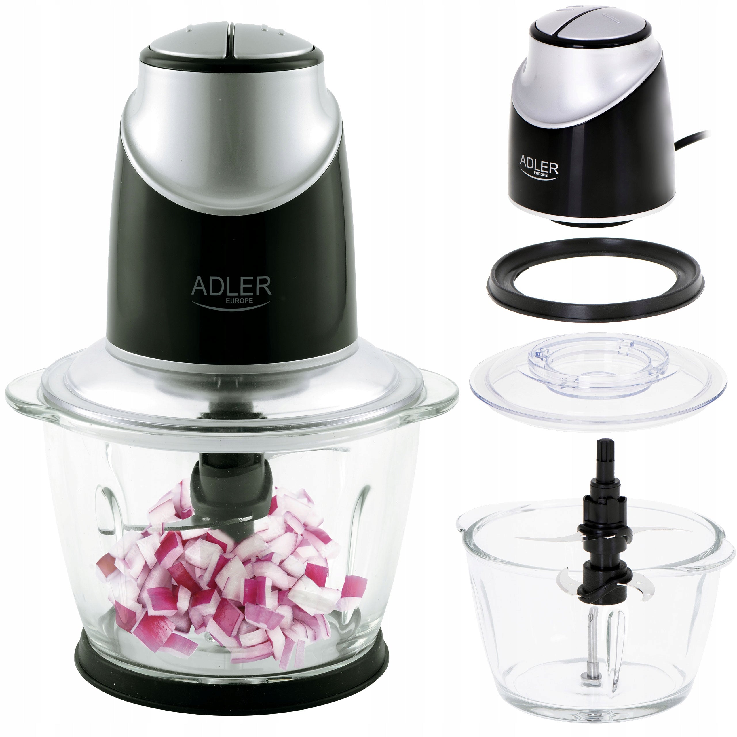 INCISOR SHREDDER BLENDER MALAXER GLASS BOWL 550W DOUBLE BLADES